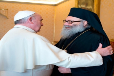 Orthodox Patriarch of Antioch shares pain of Syrian people with Pope