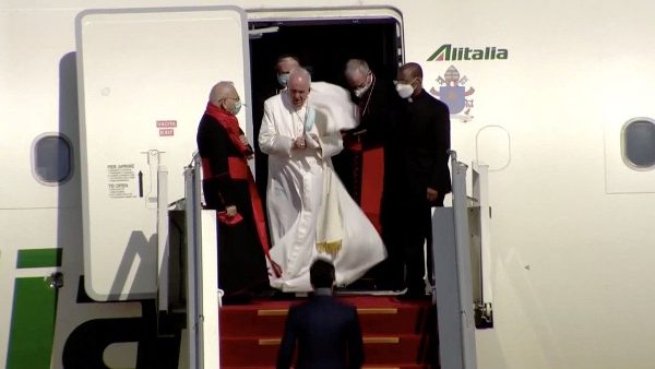 Pope Francis arrives in Iraq