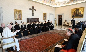 Pope Francis receives a delegation of young priests and monks of the Oriental Orthodox Churches